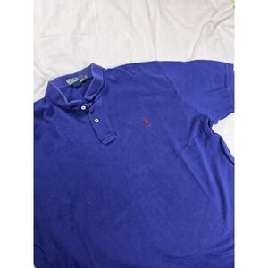 Polo Ralph Lauren Polo Shirt Mens Large Purple Blue Red Pony Cotton Short Sleeve